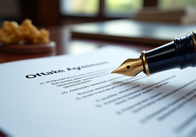 Close up of a legal document focusing on metal mining terms with a high-end pen